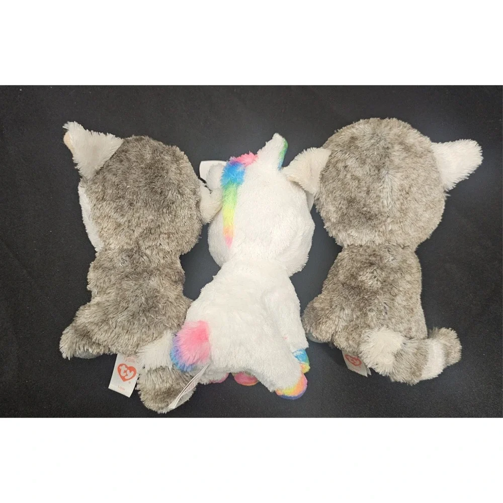 Ty‎ Beanie Boos Linus Lemur & Pixy Unicorn Plush Lot of 3 Stuffed Animals 6in